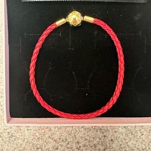 Pandora moments red woven leather bracelet